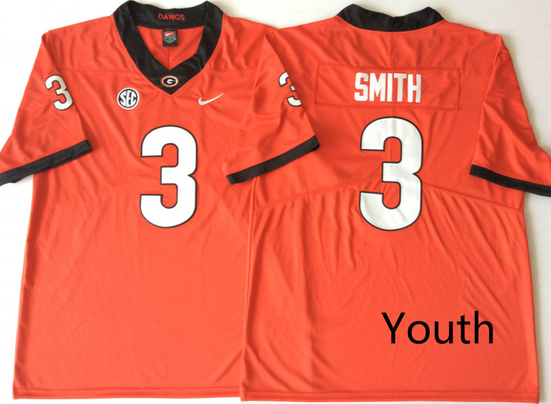 Youth Georgia Bulldogs 3 Smith Red Nike NCAA Jerseys